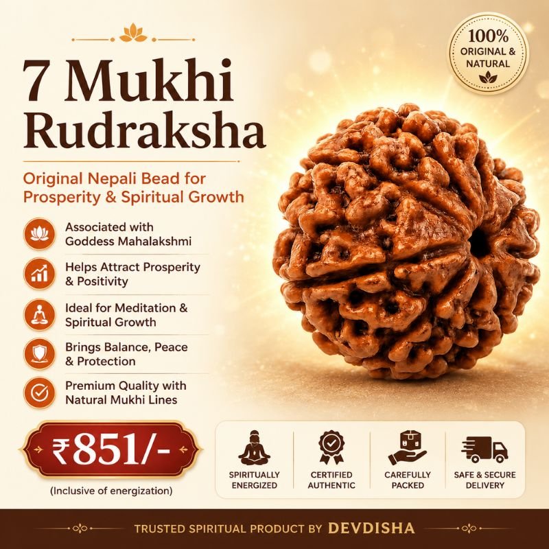 7 Mukhi Rudraksha Original Nepali Bead for Prosperity & Spiritual Growth