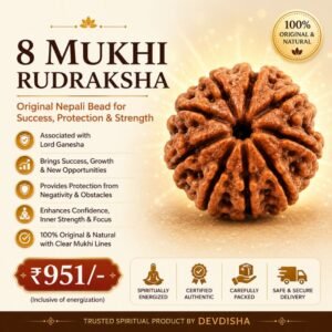 8 Mukhi Rudraksha Original Nepali Bead for Success, Protection & Wisdom